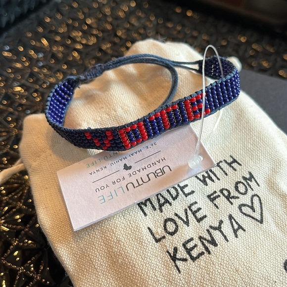 NWT 🗳️ VOTE Bracelet • Navy/Red Handwoven Beaded • Adjustable • Graphic Image - Picture 4 of 11
